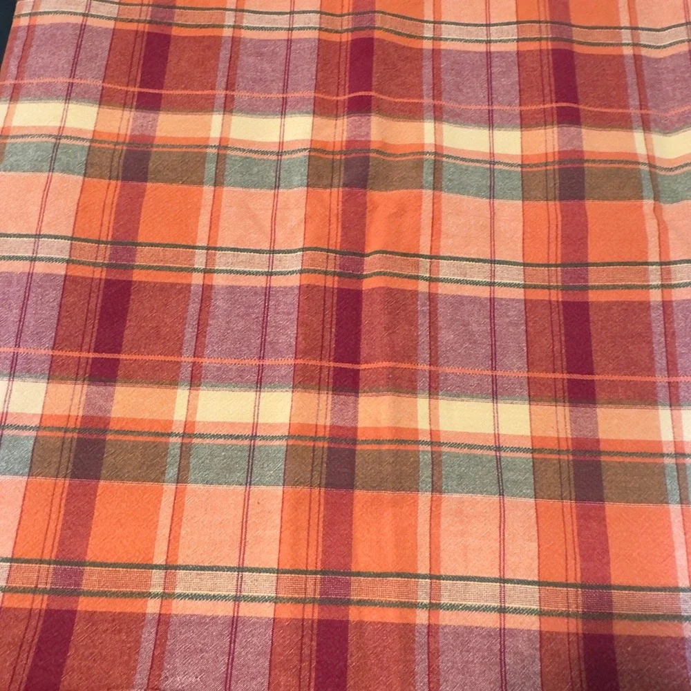 Harvest Orange Burgundy Plaid Tablecloth 56x89 Rectangular Cotton Fall Cottage